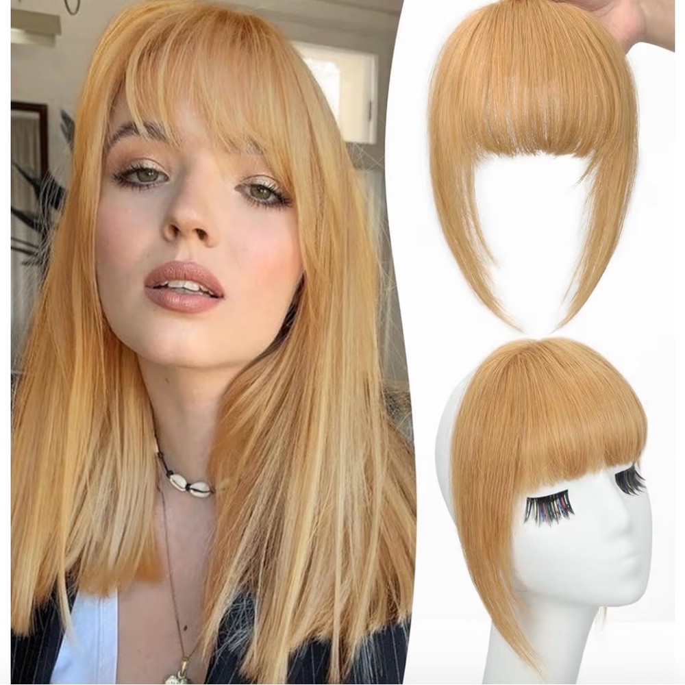 100% Human Hair Clip In Bangs-Ash Blonde